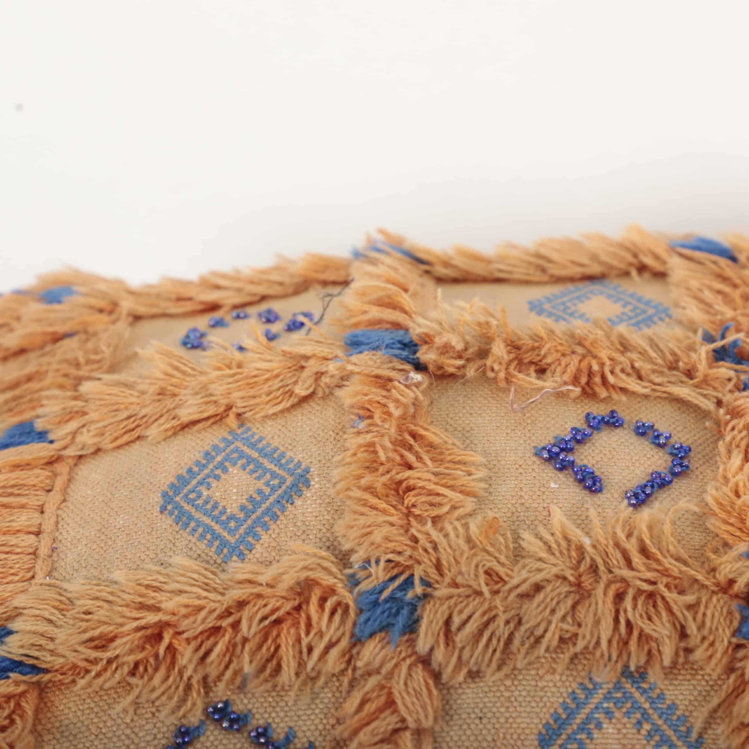 Moroccan Sabra Pillow 38x32 cm – Handmade Cactus Silk Cushion with Fringe - Image 5