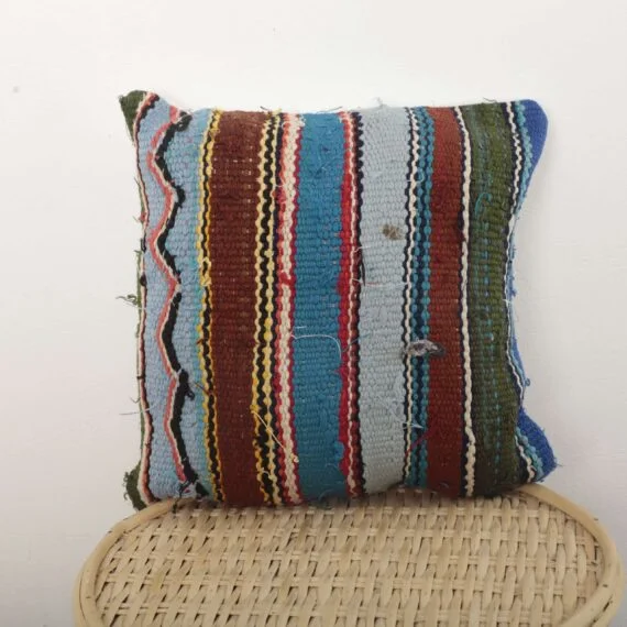 Moroccan Pillow – Handmade Berber Striped Cushion for Home Decor