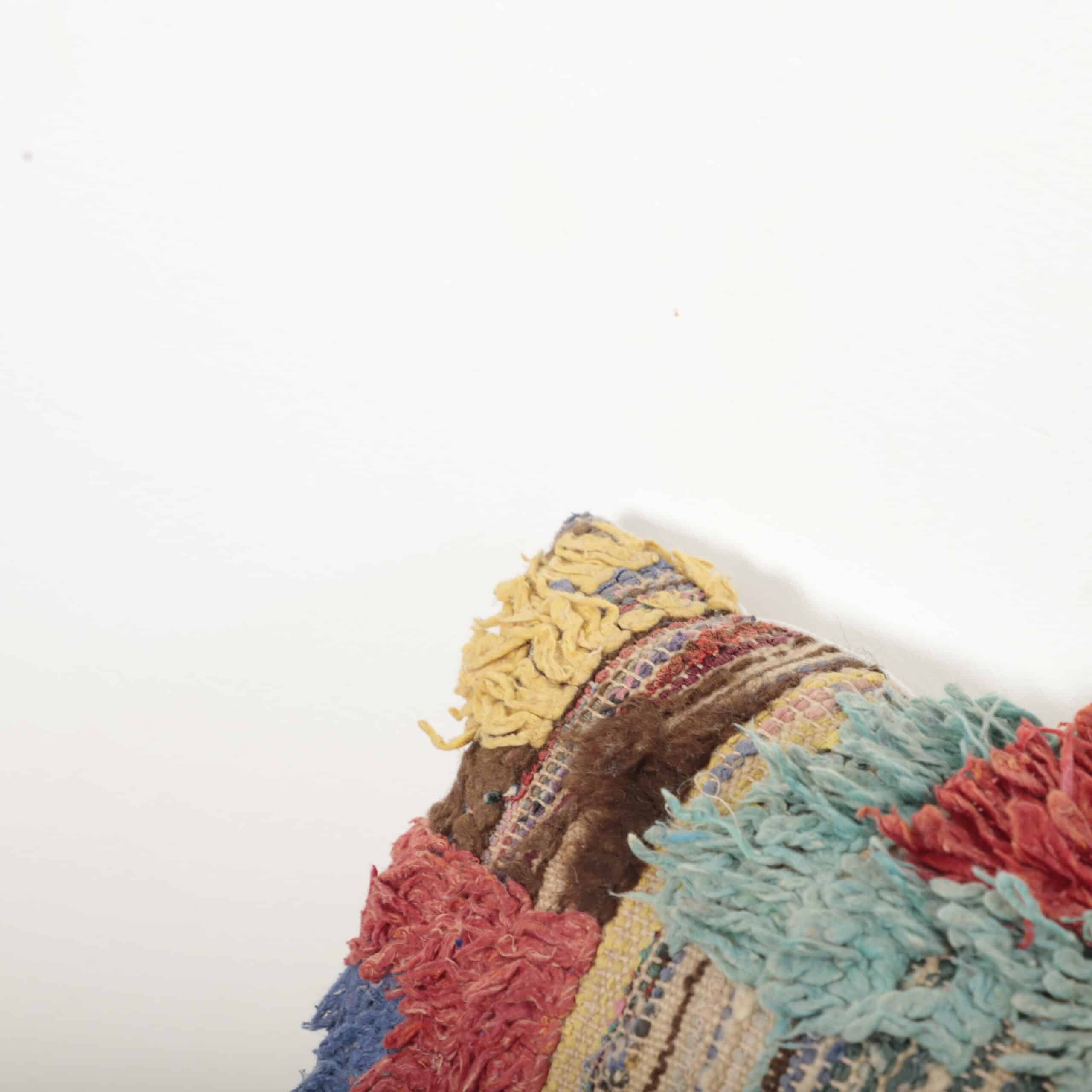 Handmade Moroccan Boucherouite Pillow 45×28 cm – Authentic Berber Textured Cushion - Image 8