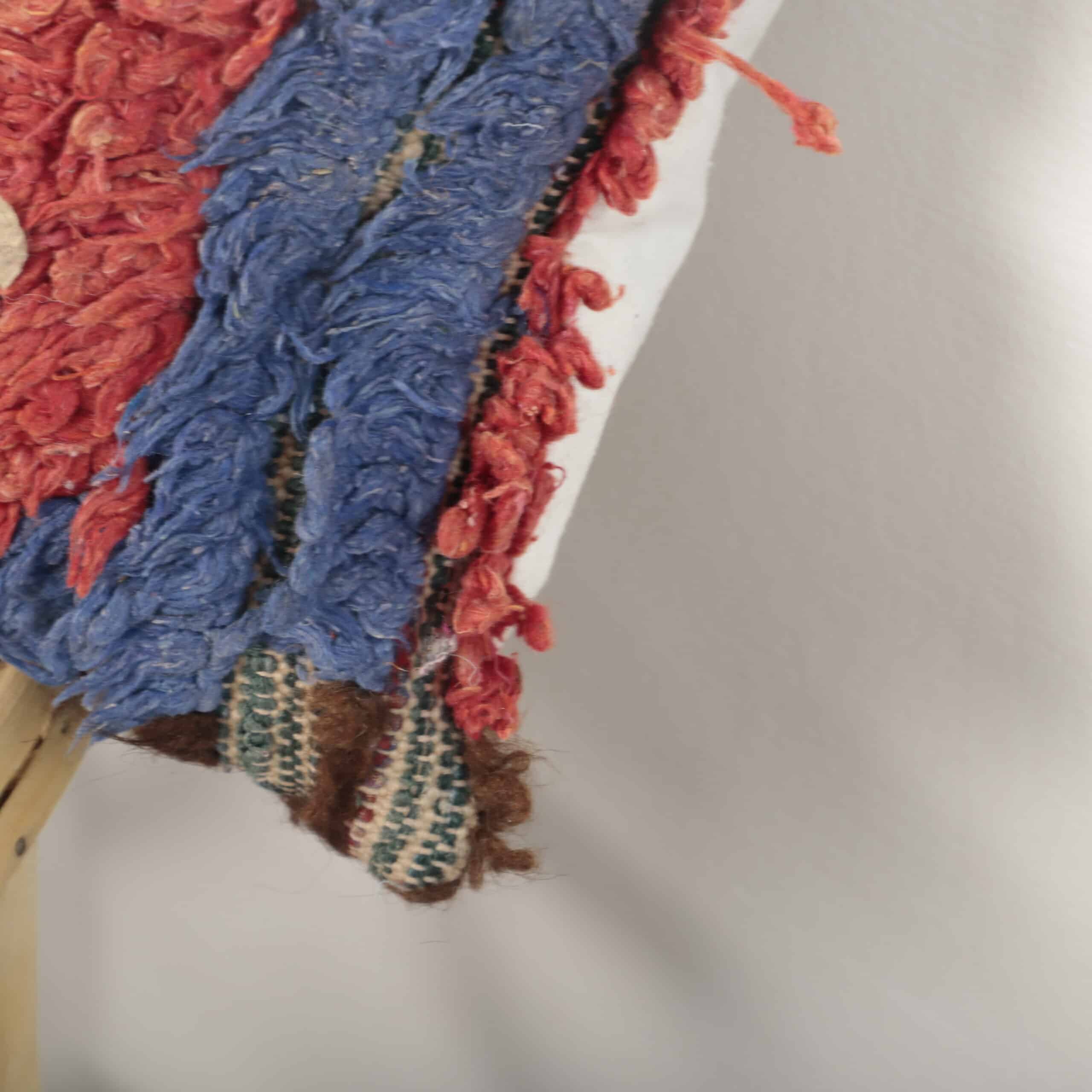 Handmade Moroccan Boucherouite Pillow 45×28 cm – Authentic Berber Textured Cushion - Image 2