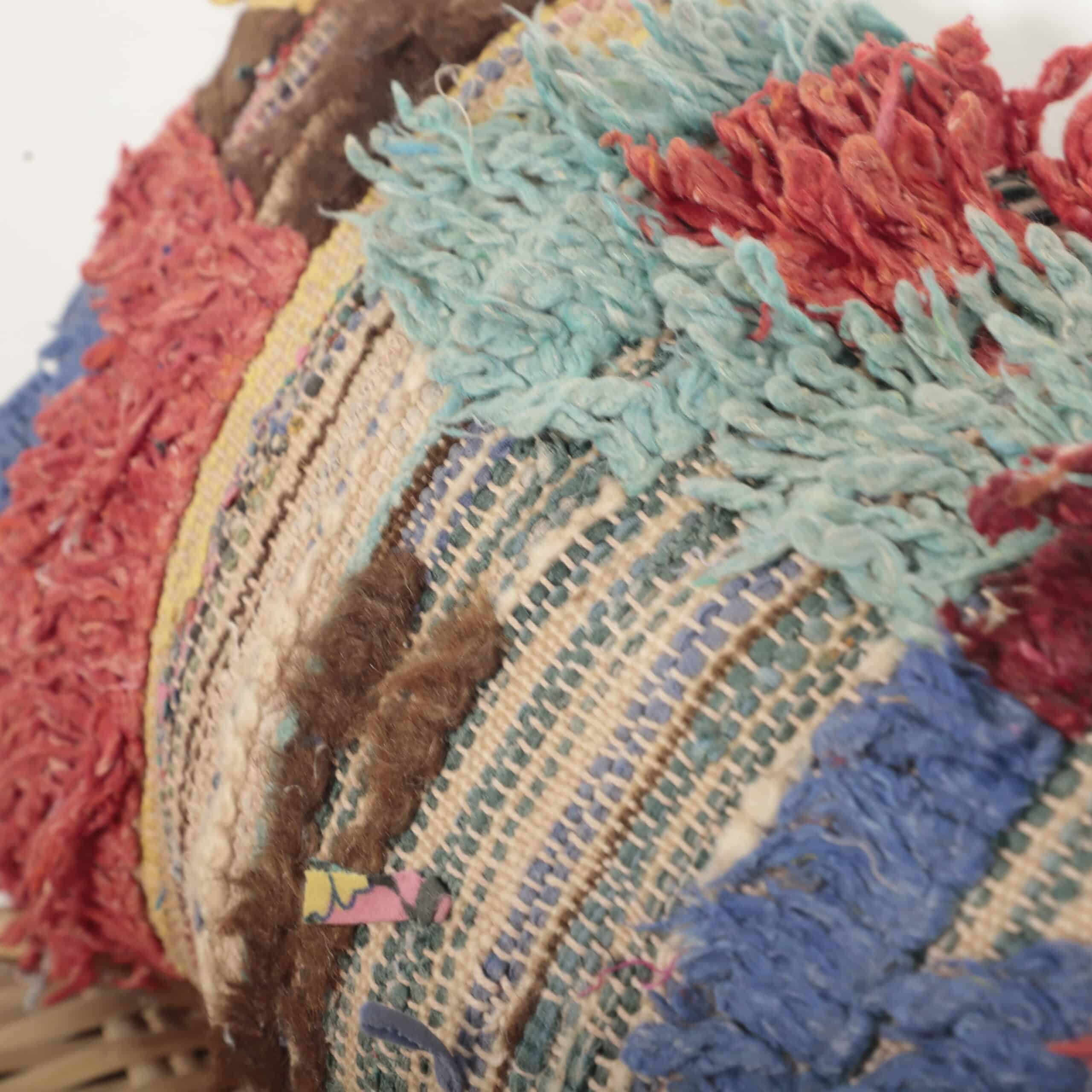 Handmade Moroccan Boucherouite Pillow 45×28 cm – Authentic Berber Textured Cushion - Image 3