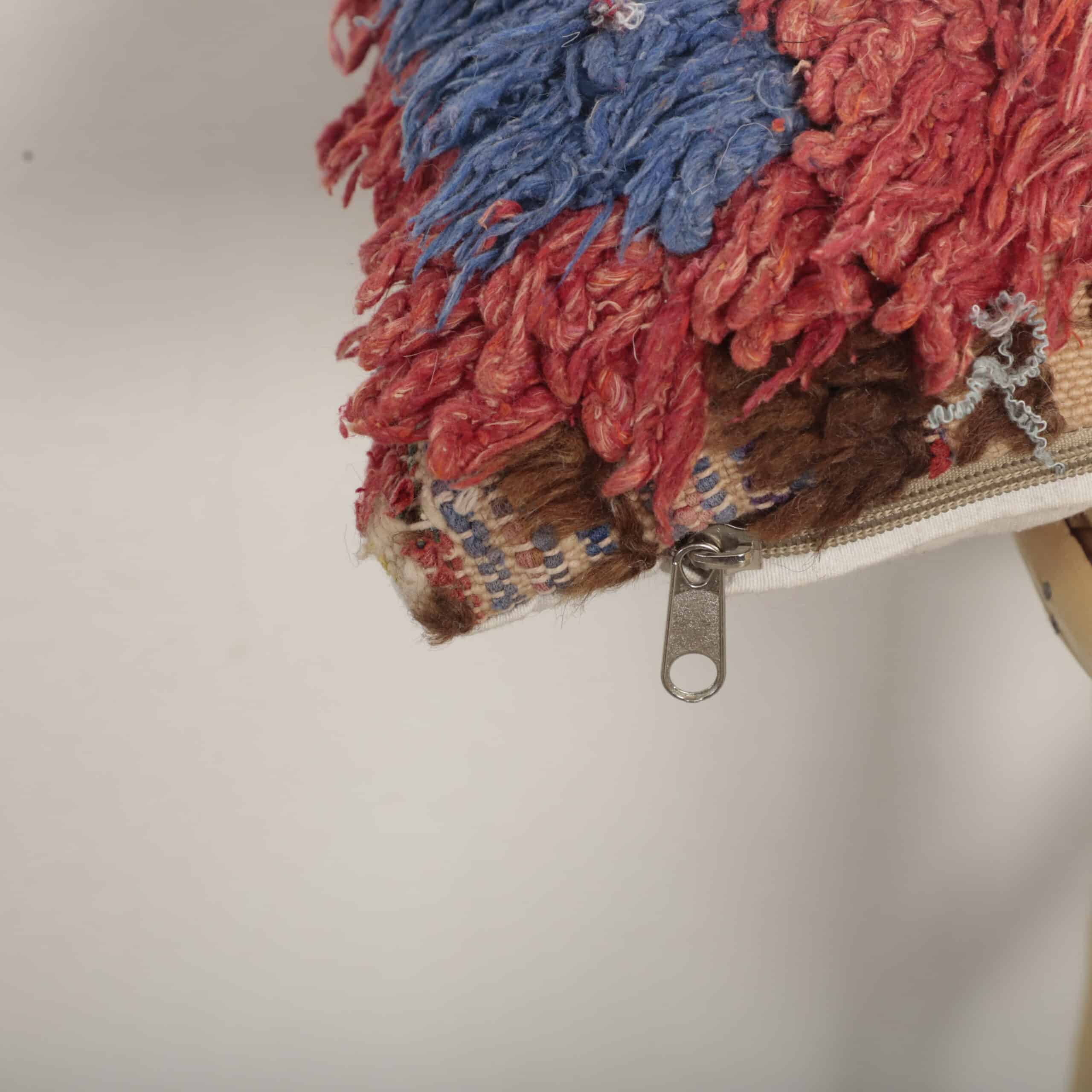 Handmade Moroccan Boucherouite Pillow 45×28 cm – Authentic Berber Textured Cushion - Image 4