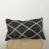Handmade Moroccan Lumbar Pillow – Black Berber Diamond Cushion