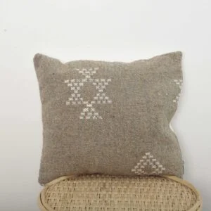 Handmade Moroccan Pillow – Minimalist Berber Wool Cushion
