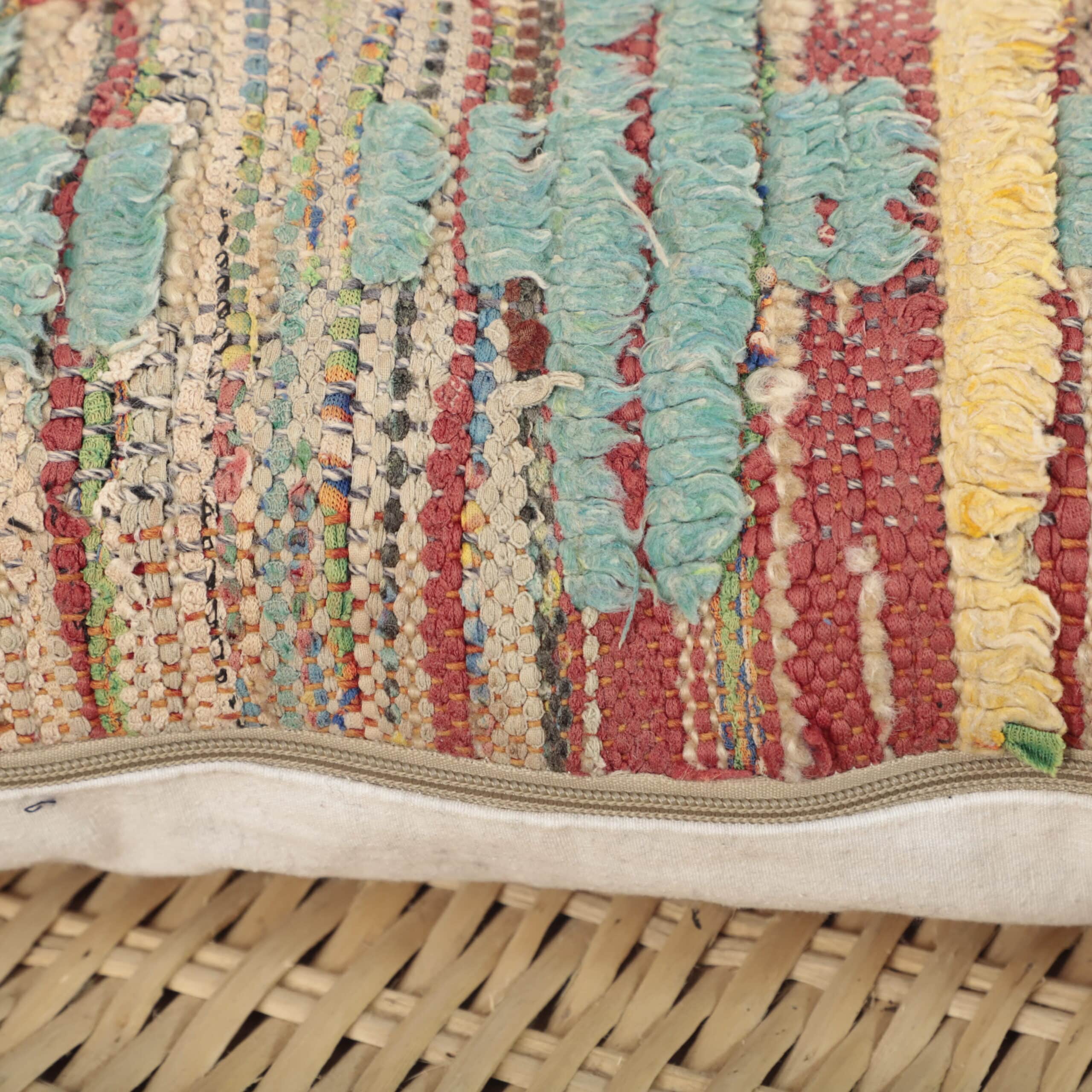 Boucherouite Moroccan Pillow 45x32 cm – Handmade Vintage Berber Cushion - Image 4