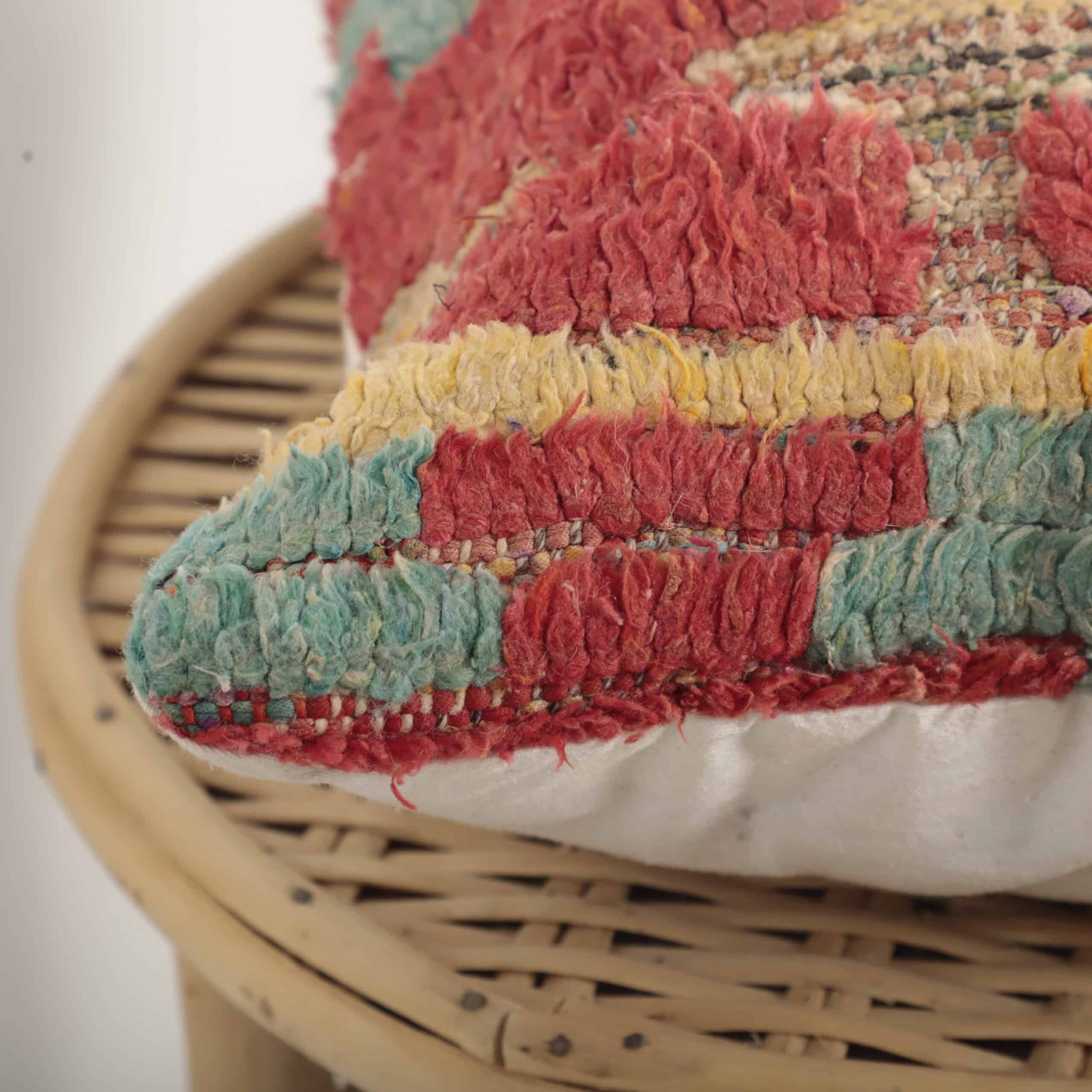 Boucherouite Moroccan Pillow 45x32 cm – Handmade Vintage Berber Cushion - Image 5