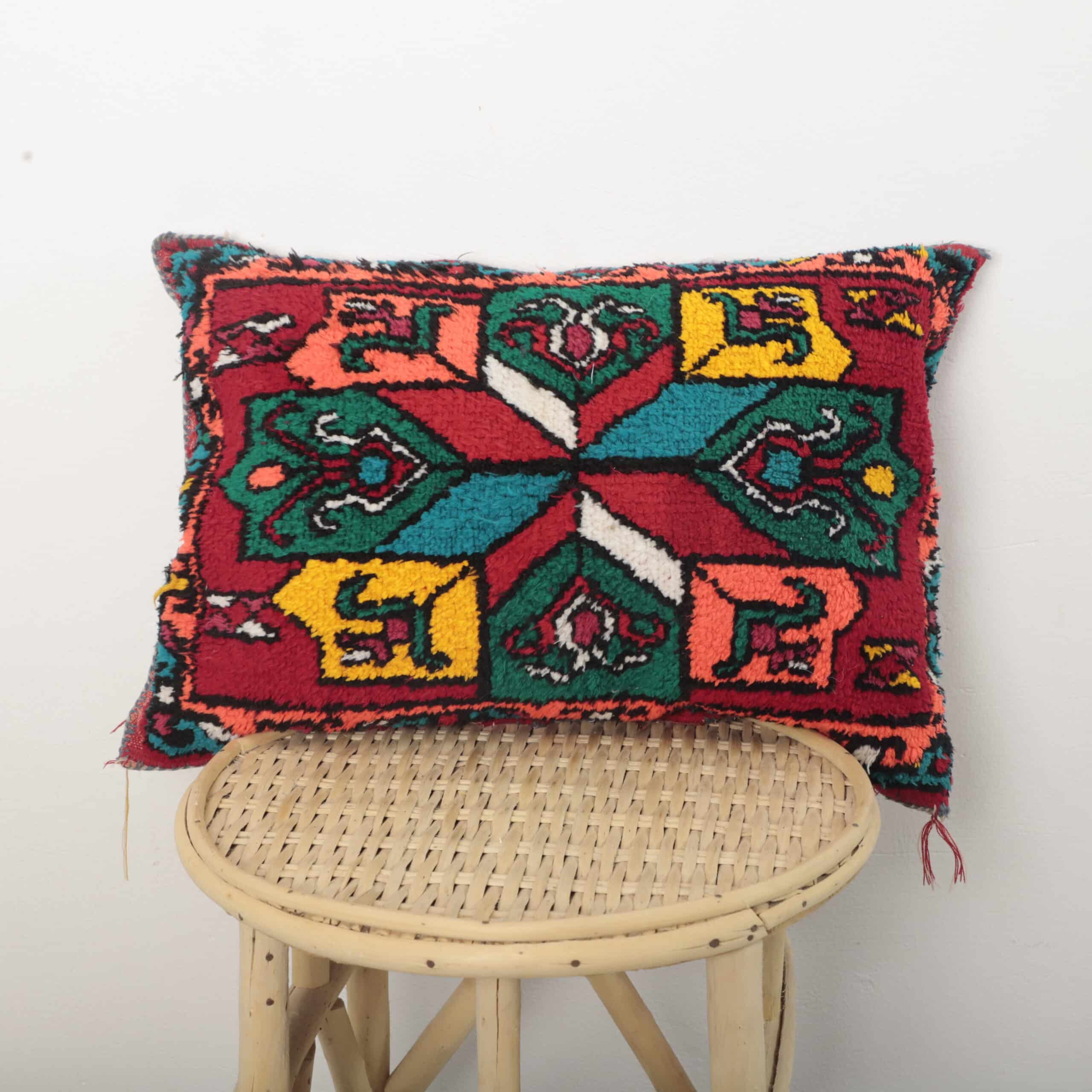 Vintage Moroccan rug pillow