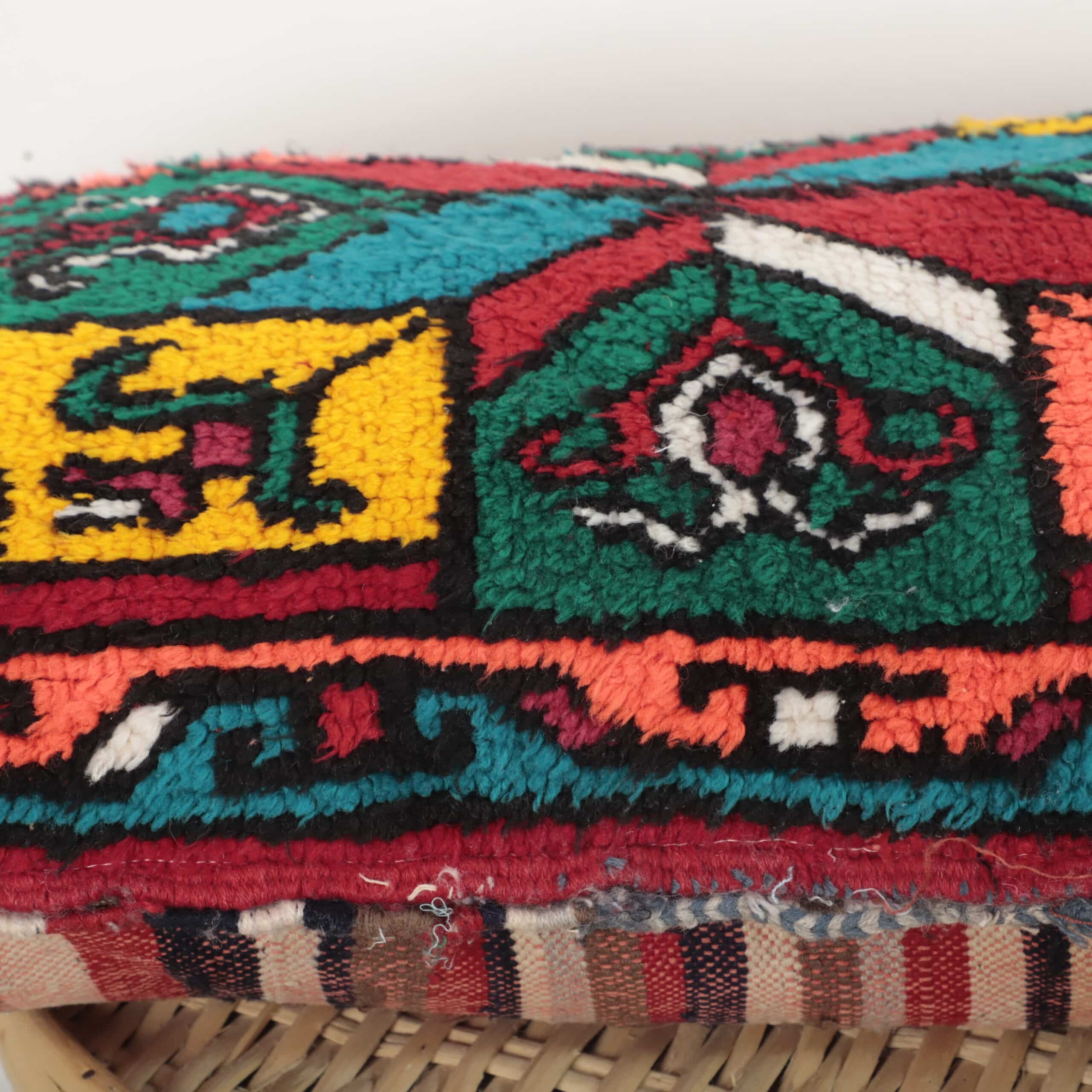 Vintage Moroccan Rug Pillow 56x38 cm – Handmade Berber Cushion - Image 4