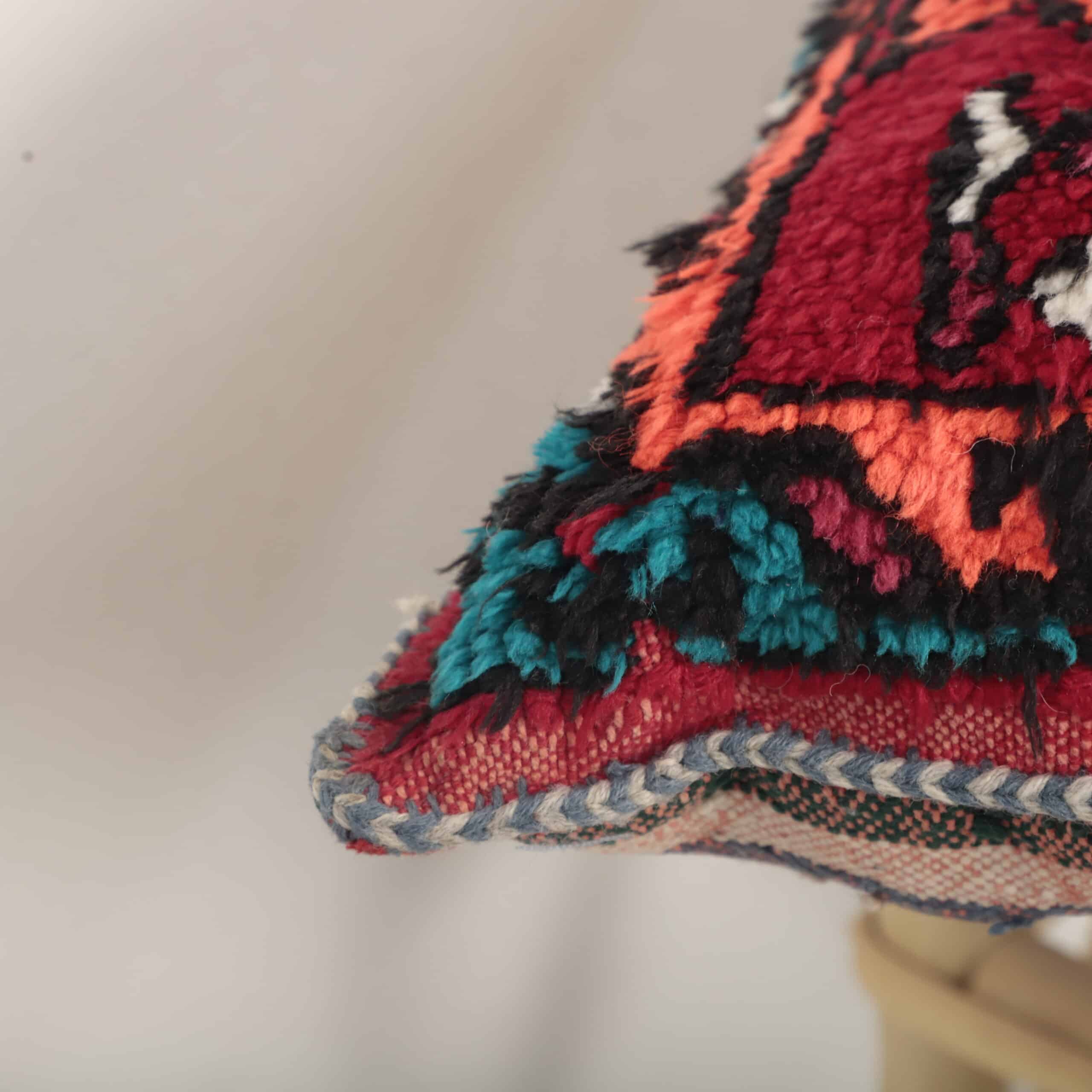 Vintage Moroccan Rug Pillow 56x38 cm – Handmade Berber Cushion - Image 8