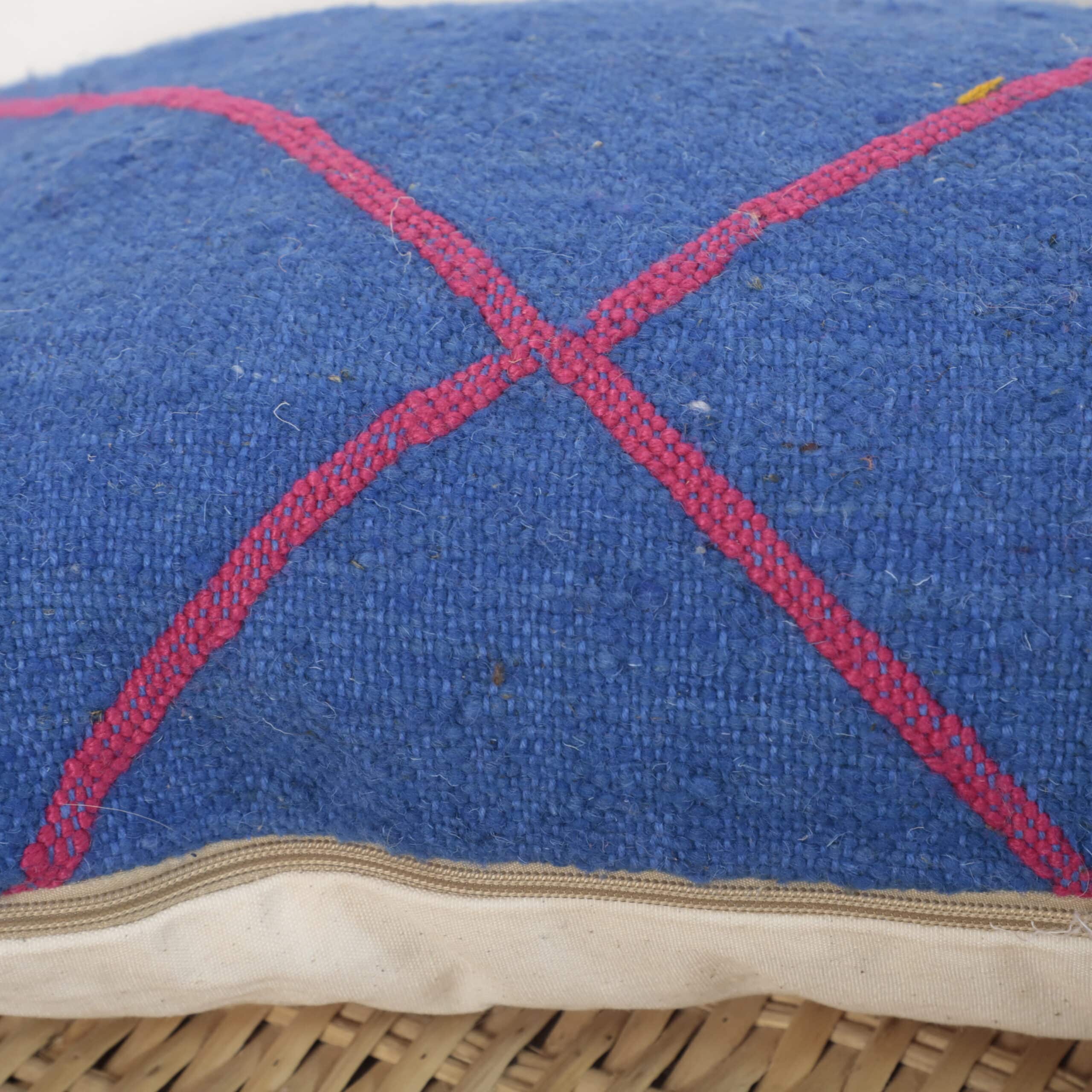 Blue Moroccan Pillow 54x32 cm – Handmade Berber Cushion for Sofa and Home Decor - Image 5