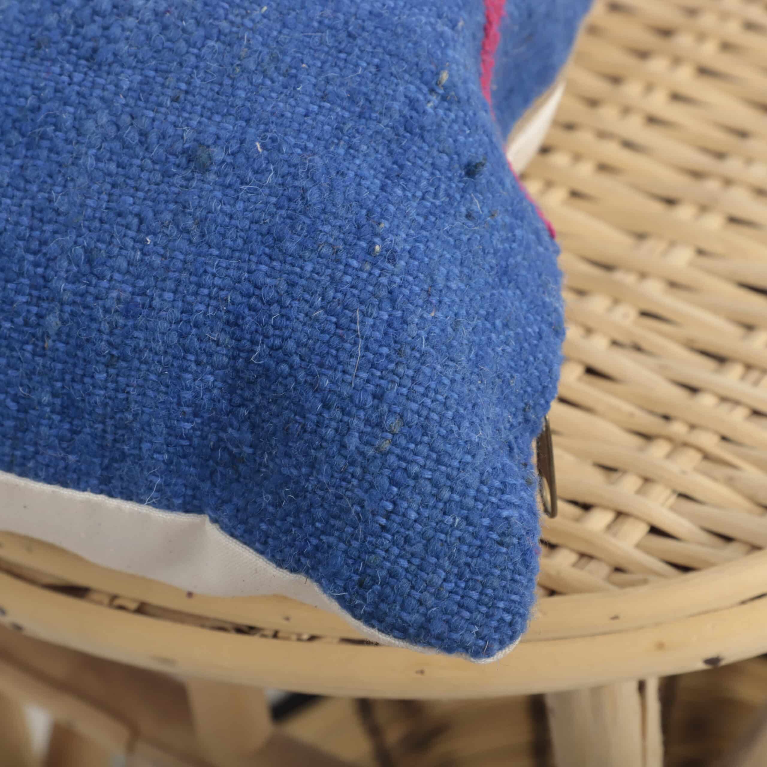 Blue Moroccan Pillow 54x32 cm – Handmade Berber Cushion for Sofa and Home Decor - Image 2