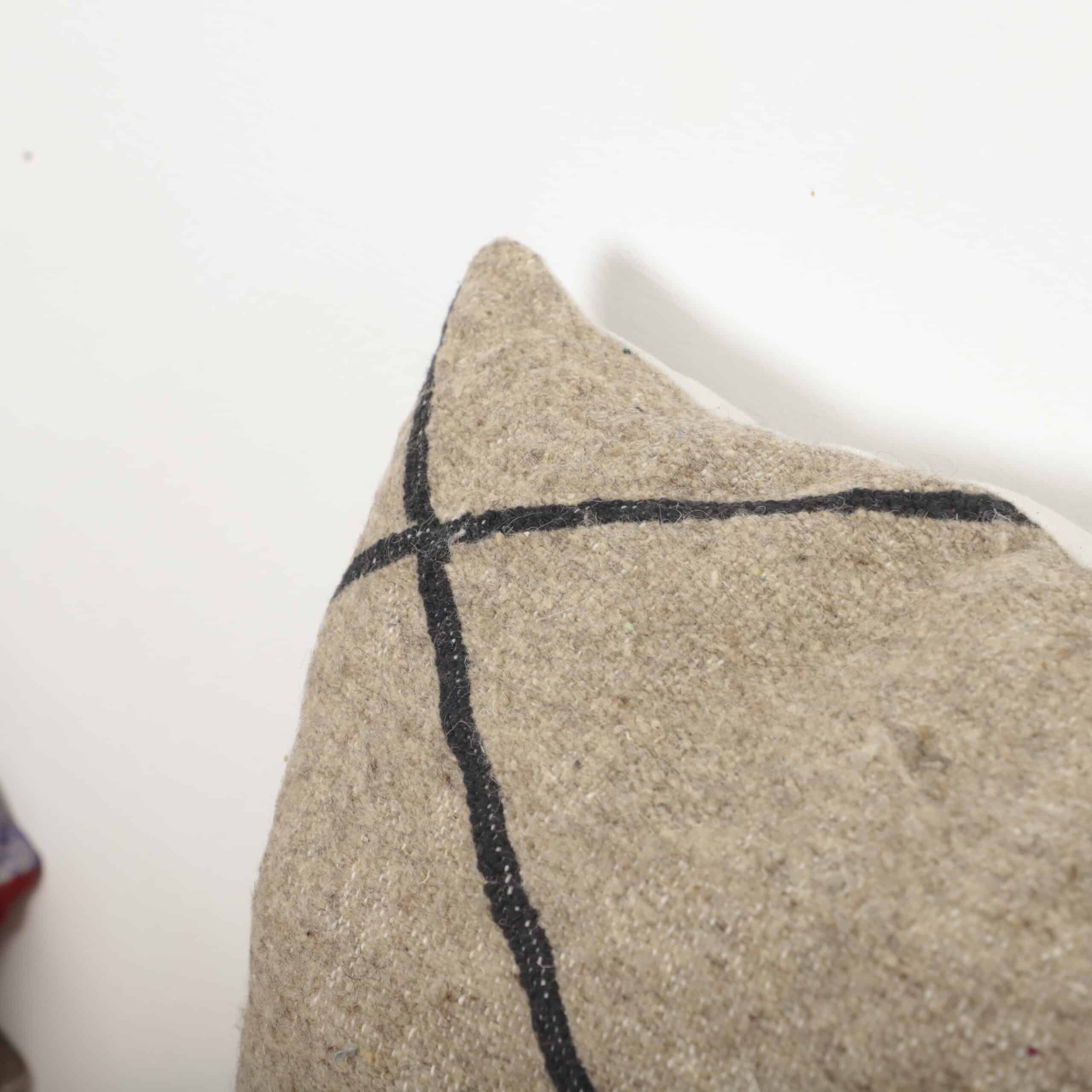 Beige Moroccan Pillow 55x34 cm – Handmade Berber Lumbar Cushion for Home Decor - Image 5