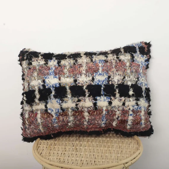 Boucherouite Berber Pillow – Handmade Moroccan Cushion 51×40