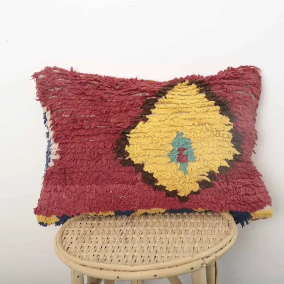 Striped Moroccan Berber Pillow 57×39 cm – Handmade Wool Cushion