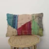 Colorful Moroccan Rag Rug Pillow 53×34 cm – Handmade Vintage Cushion